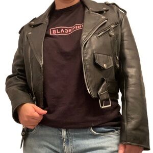 Sleek Black Leather Moto Jacket